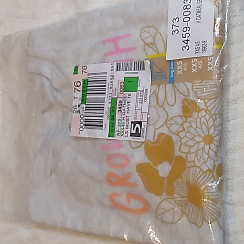Thereabouts Tshirt Girks size XXS 4/5 Grow with the Flow in Gray long sleeve - Picture 3 of 7